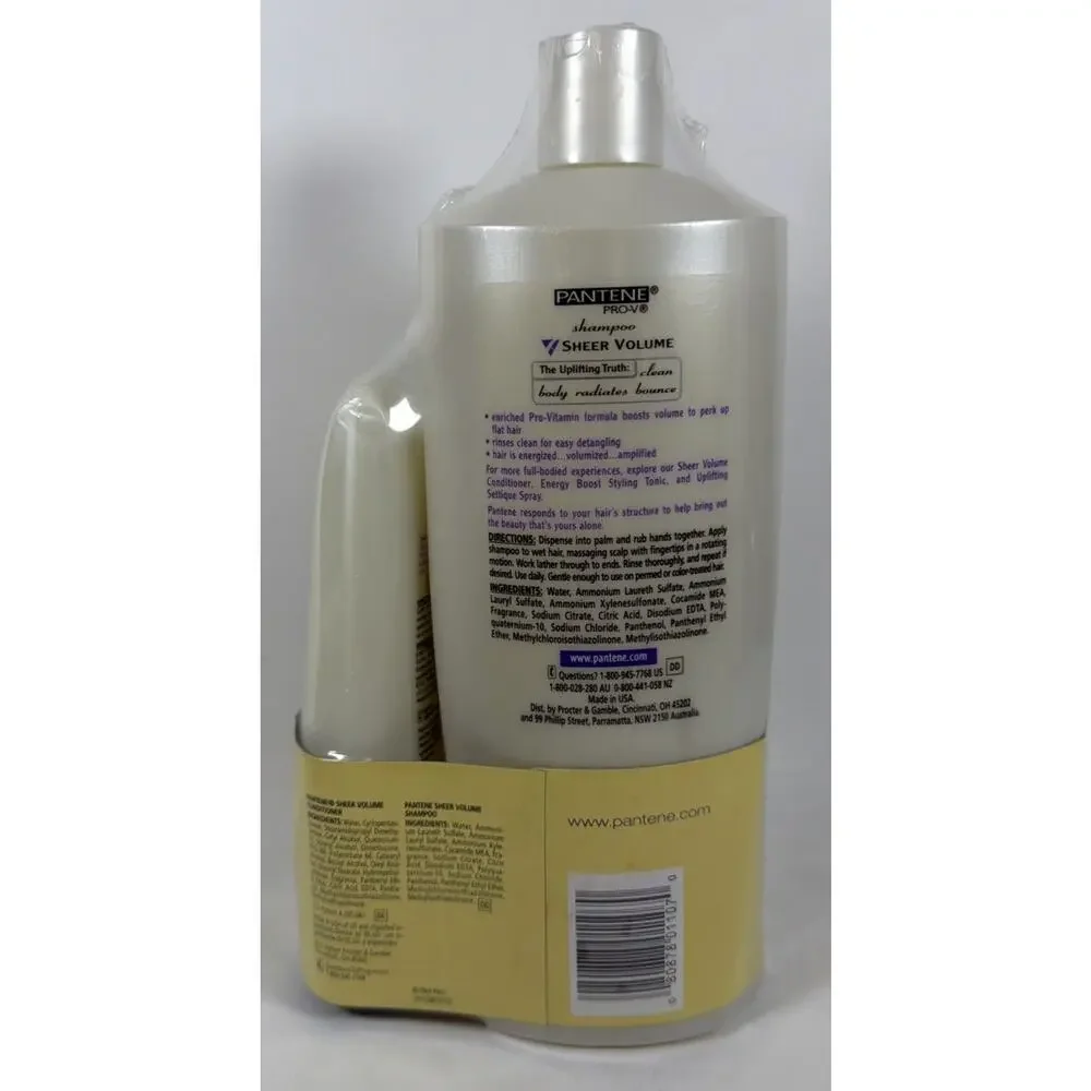 Pantene Pro-V Shampoo 33.9 Fl Oz Sheer Volume Volumizante 6.8 Fl Oz Conditioner